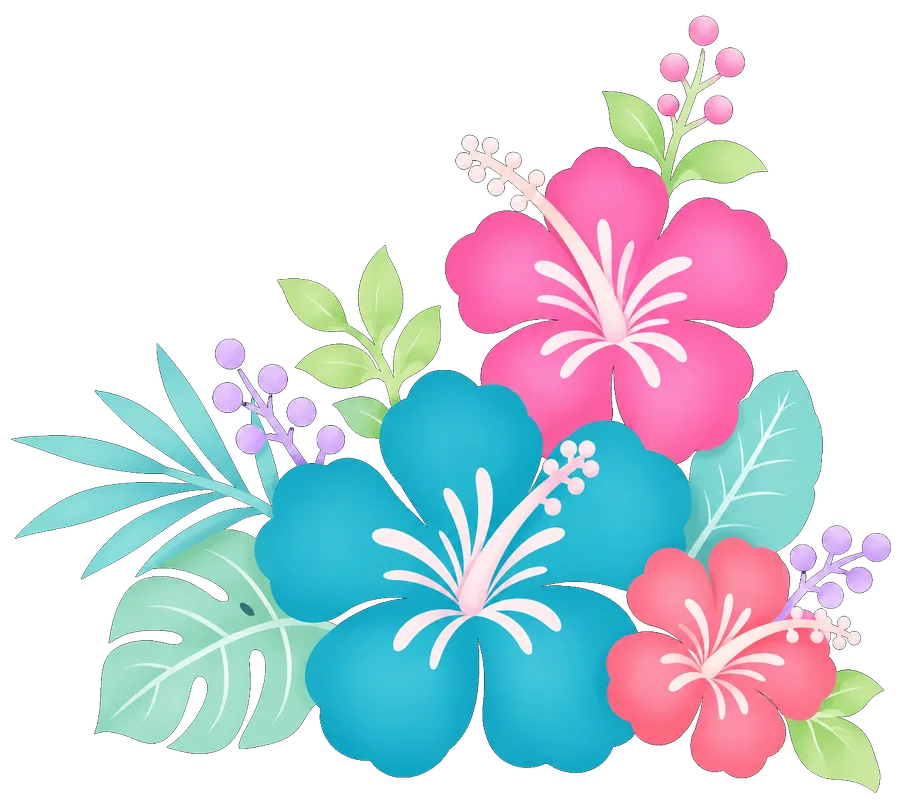 Flores tropicales de una invitación digital para primer cumpleaños
