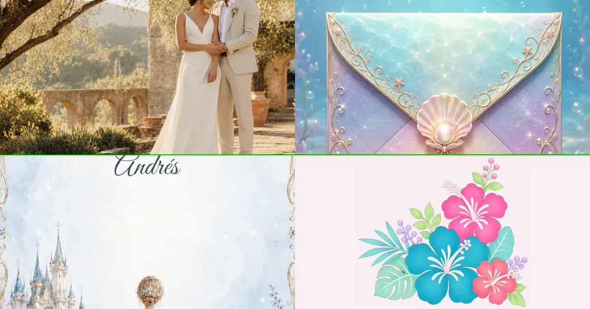 Muestras de invitaciones digitales personalizadas para bodas, quince años y cumpleaños