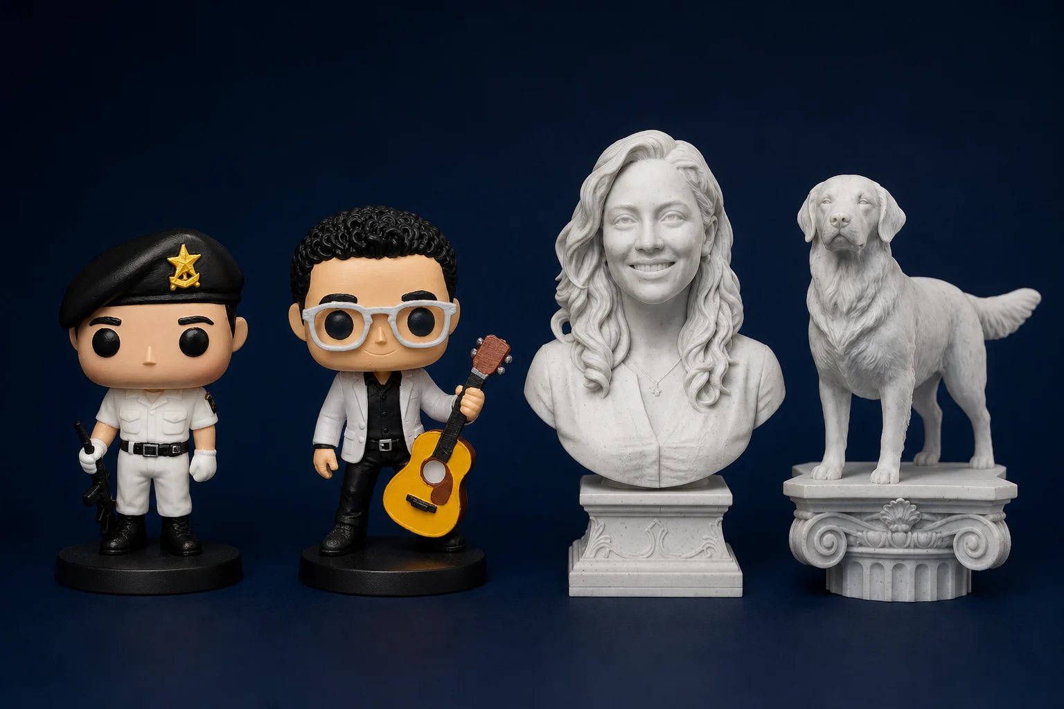 Personaje, figura con accesorios, busto y mascota impresos en 3D