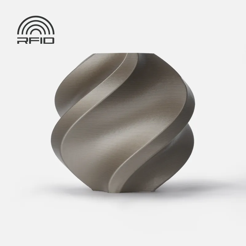 Muestra del fabricante: Oro iridio metalizado, Bambu Lab PLA Metal